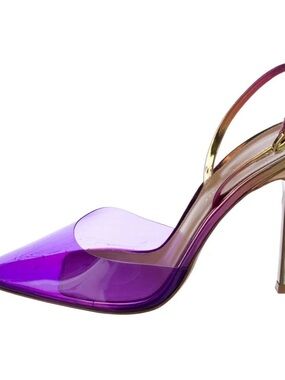 Gianvito Rossi Purple Transparent Pointed Toe Stiletto Slingback